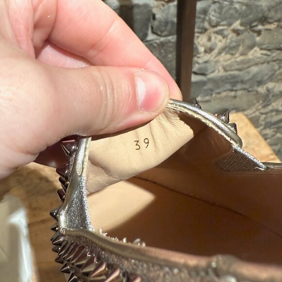Christian Louboutin Glitter Gold Pik Boat Spike Slip-on Sneakers - Picture 11 of 12